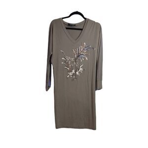 Jay Ahr Beaded Sequin Applique Long Sleeve Dress XS